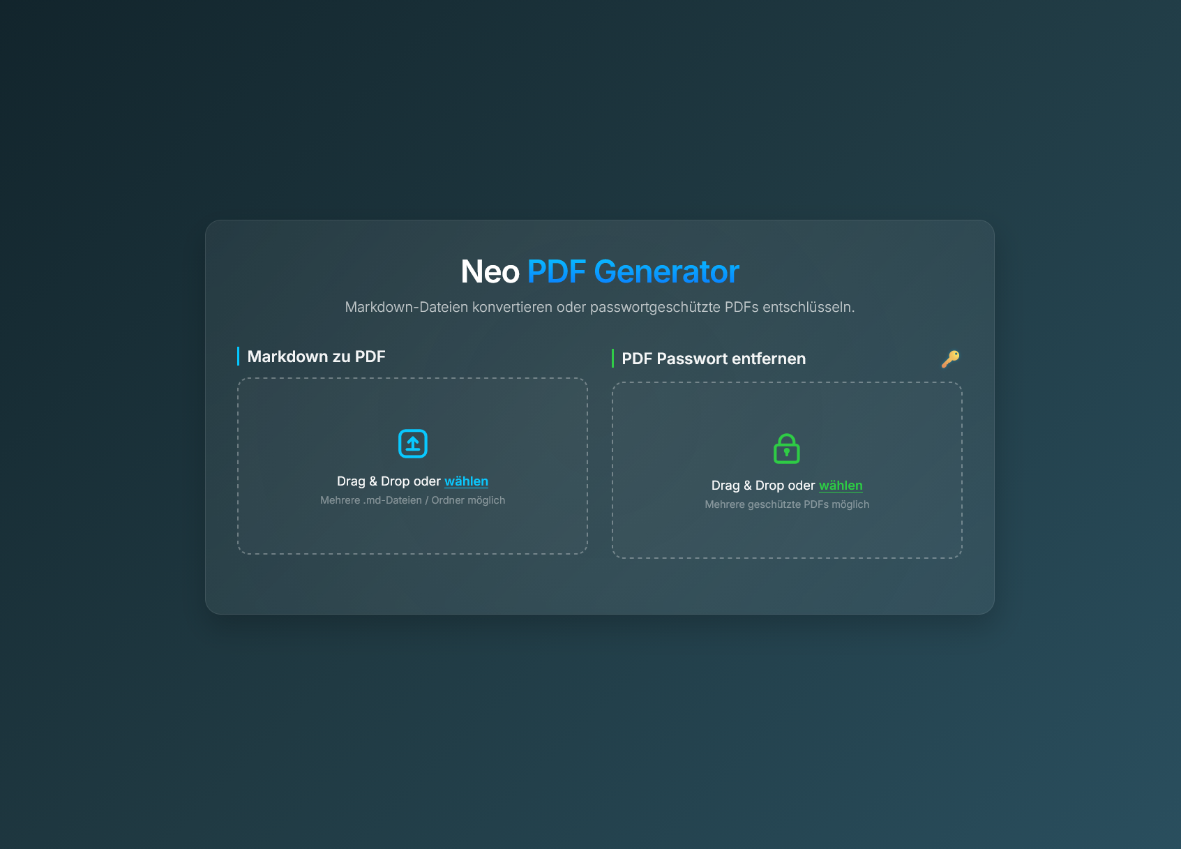 Neo mdTOpdf Generator Screenshot